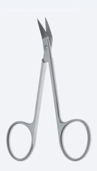 Ножиці, хірургічні, "Walter", для хірургії ока, вигнуті, під кутом вгору, гострокінцеві, загальна довжина 100 мм. Бренд - Asanus Medizintechnik Gmb, Німеччина